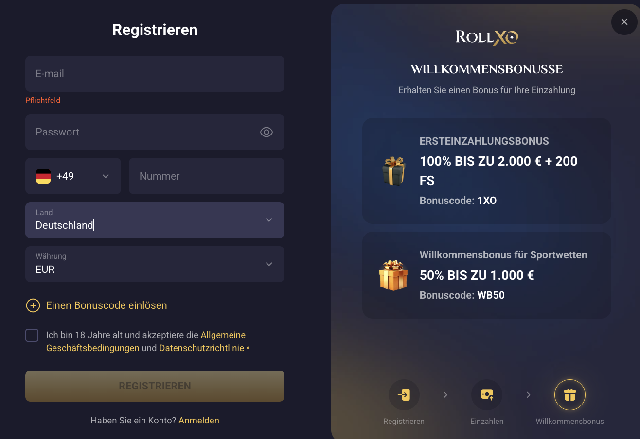 registration Roll XO Casino