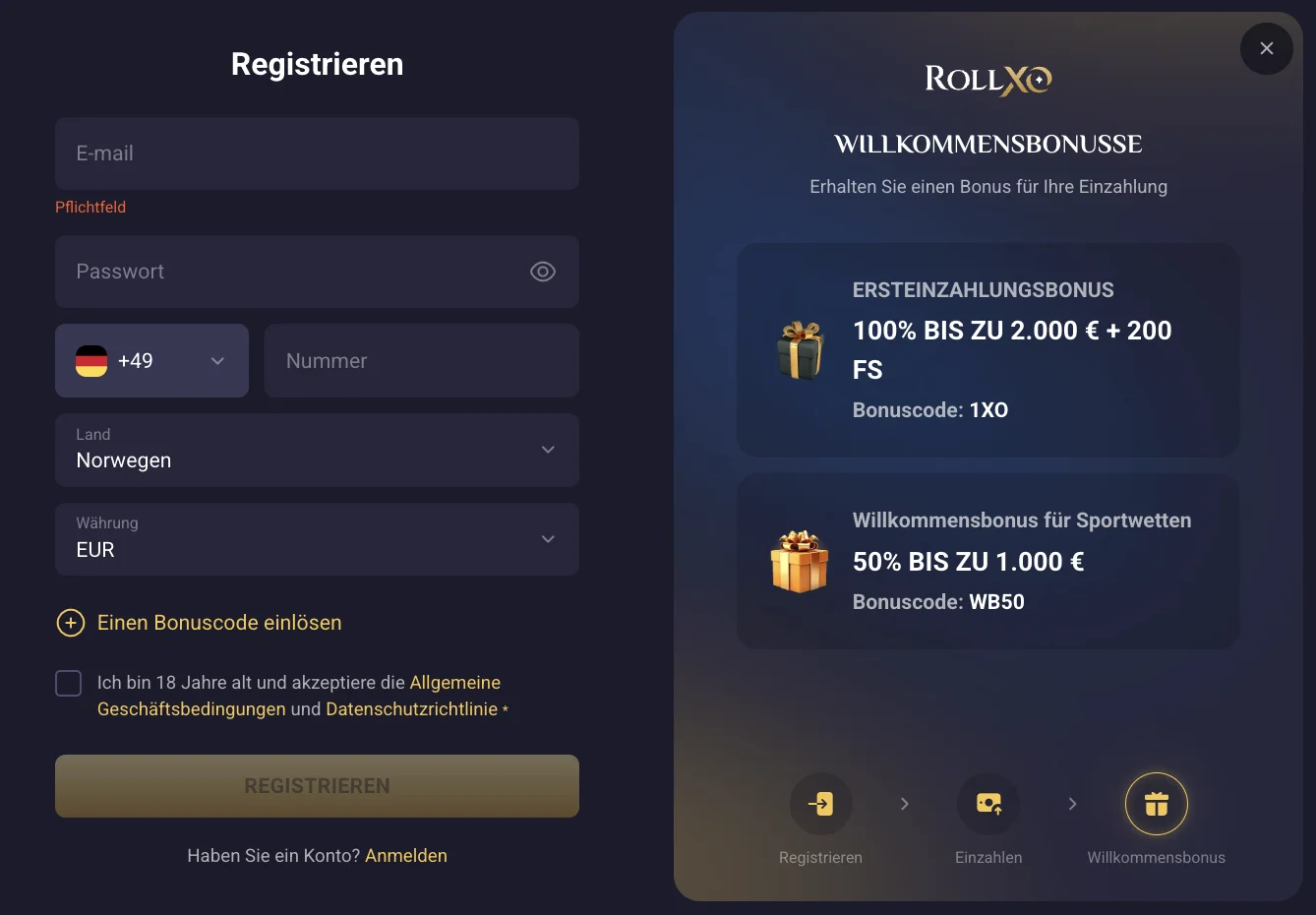 bonuses Roll XO Casino